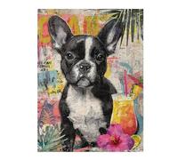 Rompecabezas 1000pcs(52x38cm) para Adultos French Bulldog Tropical Cocktail Art Print Rompecabezas Juguetes Antiestrés Desafío Difícil para Cumpleaños, Navidad 1000pcs(52x38cm)