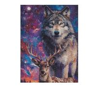 Rompecabezas 1000pcs(52x38cm) para Adultos Galactic Wolf and Deer Art Print Rompecabezas para Adolescentes Juego Familiar Decoración del Hogar Regalos Y Cumpleaños Únicos 1000pcs(52x38cm)