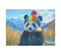 Rompecabezas 1000pcs(52x38cm) para Adultos Panda in Rainbow Hat Rompecabezas Práctico para Adultos Juego Difícil Único Regalos De Cumpleaños 1000pcs(52x38cm)