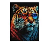 Rompecabezas 1000pcs(52x38cm) para Adultos Stylish Tiger Sunglasses Art Print Rompecabezas para Adultos Juegos Relajantes Alivia El Estrés Cumpleaños