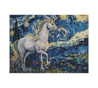 Rompecabezas 1000pcs(52x38cm) para Adultos Unicorn in Starry Night Rompecabezas para Adultos Juguetes Antiestrés Corte De Precisión Cumpleaños 1000pcs(52x38cm)