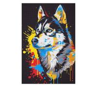 Rompecabezas 1000pcs(75x50cm) para Adolescentes Colorful Husky Art Print-2 Rompecabezas para Adultos Juegos Relajantes Que Mejoran La Memoria Regalos para Reducir El Estrés 1000pcs(75x50cm)