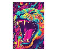 Rompecabezas 1000pcs(75x50cm) para Adolescentes Colorful Roaring Jaguar Art Print Rompecabezas para Adultos Juegos Divertidos Regalos para Mujeres para Cumpleaños, Navidad 1000pcs(75x50cm)