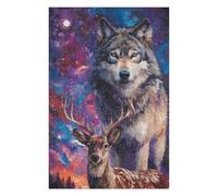 Rompecabezas 1000pcs(75x50cm) para Adolescentes Galactic Wolf and Deer Art Print Rompecabezas para Adultos Juego Práctico Corte De Precisión 1000pcs(75x50cm)