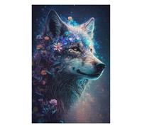 Rompecabezas 1000pcs(75x50cm) para Adolescentes Galactic Wolf with Flowers -1 Rompecabezas para Adultos Juegos Divertidos Regalos para Mujeres para Cumpleaños, Navidad 1000pcs(75x50cm)