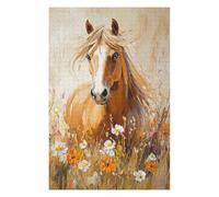Rompecabezas 1000pcs(75x50cm) para Adolescentes Painted Horse in Flowers Art Print Rompecabezas para Adultos Juego Práctico Corte De Precisión 1000pcs(75x50cm)