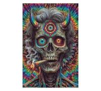 Rompecabezas 1000pcs(75x50cm) Para Adolescentes Psychedelic Devil Skull Art Print-2 Rompecabezas Para Adultos Juego Práctico Carrera De Velocidad De Manos Ayuda A Ejercitar El Cerebro 1000pcs(75x50cm)