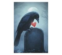 Rompecabezas 1000pcs(75x50cm) para Adolescentes Raven with Heart on Grave Rompecabezas para Adultos Juegos Divertidos Regalos para Mujeres para Cumpleaños, Navidad 1000pcs(75x50cm)
