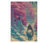 Rompecabezas 1000pcs(75x50cm) para Adolescentes Samurai Warrior on Bull in Forest Rompecabezas para Adultos Juego Práctico Carrera De Velocidad De Manos Ayuda A Ejercitar El Cerebro 1000pcs(75x50cm)