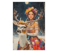 Rompecabezas 1000pcs(75x50cm) para Adolescentes Winter Deer Fantasy Artwork Rompecabezas Juego De Ingenio Desafío Difícil para Cumpleaños, Navidad 1000pcs(75x50cm)