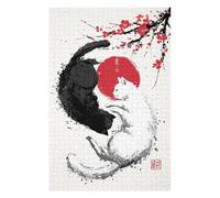 Rompecabezas 1000pcs(75x50cm) para Adolescentes Yin Yang Cats Japanese Art Print Rompecabezas para Adultos Juguetes Antiestrés Mejora La Memoria Regalos De Cumpleaños Y Únicos 1000pcs(75x50cm)
