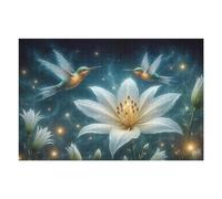 Rompecabezas 1000pcs(75x50cm) para Adultos Hummingbirds and White Lily Flower Rompecabezas para Adultos Juguetes Antiestrés Corte De Precisión Cumpleaños 1000pcs(75x50cm)