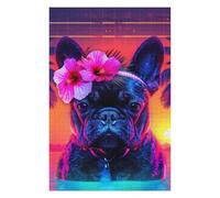 Rompecabezas 1000pcs(75x50cm) para Adultos Neon Tropical Bulldog Rompecabezas para Adultos Juegos Relajantes Desafío Difícil para Cumpleaños, Navidad 1000pcs(75x50cm)