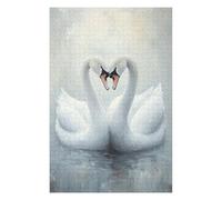 Rompecabezas 1000pcs(75x50cm) para Adultos Swan Love Heart Painting Rompecabezas para Adultos Juegos Relajantes Alivia El Estrés Cumpleaños
