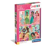 Clementoni - Puzzle Infantil 2X60 Piezas Walt Disney Princess, Puzzle Infantil Princess Walt Disney, 24824