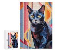 Rompecabezas 300 PCS Abstract Cute Cartoon Cat Rompecabezas para Adultos Juguete Decoración De Pared Patrón De Ensamblaje Oferta como Regalos para Toda La Familia 300 PCS
