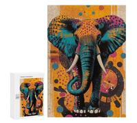 Rompecabezas 300 PCS Abstract Elephant Art Vibrant Elephant Pop Art Bold and Striking Wildlife Design Rompecabezas para Adultos Juguete Decoración De Pared Patrón De Ensamblaje Oferta como Regalos P