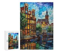 Rompecabezas 300 PCS Amsterdam Canal Glow Rompecabezas para Adultos Juguete Decoración De Pared Patrón De Ensamblaje Oferta como Regalos para Toda La Familia 300 PCS