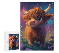 Rompecabezas 300 PCS Baby Highland Cow Rompecabezas para Adultos Juguete Decoración De Pared Patrón De Ensamblaje Oferta como Regalos para Toda La Familia 300 PCS