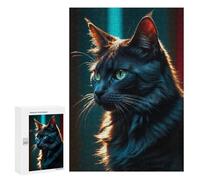 Rompecabezas 300 PCS Black Cat Emerald Eyes Rompecabezas para Adultos Juguete Decoración De Pared Patrón De Ensamblaje Oferta como Regalos para Toda La Familia 300 PCS