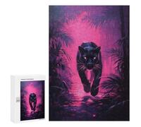Rompecabezas 300 PCS Black Panther in Neon Jungle Rompecabezas para Adultos Juguete Decoración De Pared Patrón De Ensamblaje Oferta como Regalos para Toda La Familia 300 PCS