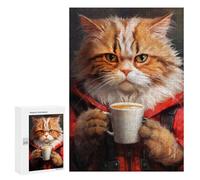 Rompecabezas 300 PCS Caffeine Cat 7 Rompecabezas para Adultos Juguete Decoración De Pared Regalo De Cumpleaños Oferta como Regalos para Toda La Familia 300 PCS