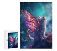 Rompecabezas 300 PCS Cat with Butterfly Wings Rompecabezas para Adultos Juguete Decoración De Pared Regalo De Cumpleaños Oferta como Regalos para Toda La Familia 300 PCS