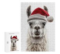 Rompecabezas 300 PCS Christmas Llama Wearing A Santa Hat Rompecabezas para Adultos Juguete Decoración De Pared Regalo De Cumpleaños Oferta como Regalos para Toda La Familia 300 PCS