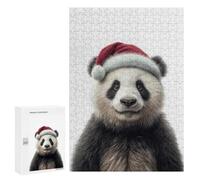 Rompecabezas 300 PCS Christmas Panda with Santa Hat Portrait Rompecabezas para Adultos Juguete Decoración De Pared Regalo De Cumpleaños Oferta como Regalos para Toda La Familia 300 PCS
