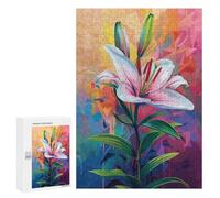 Rompecabezas 300 PCS Colorful Lily Art Print Rompecabezas para Adolescentes Mejoran La Memoria Desafío Educativo Regalos para Amigos Y Familiares 300 PCS