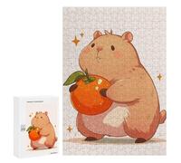 Rompecabezas 300 PCS Cute Capybara with Orange Rompecabezas para Adultos Juguete Decoración De Pared Patrón De Ensamblaje Oferta como Regalos para Toda La Familia 300 PCS