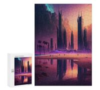 Rompecabezas 300 PCS Dystopian Beachfront Metropolis Rompecabezas para Adultos Juguete Decoración De Pared Patrón De Ensamblaje Oferta como Regalos para Toda La Familia 300 PCS