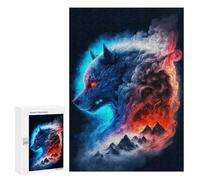 Rompecabezas 300 PCS Flaming Wolf Art Print -4 Rompecabezas para Adolescentes Alivia El Estrés Desafío Educativo Regalos Y Cumpleaños Únicos 300 PCS