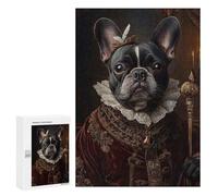 Rompecabezas 300 PCS French Bulldog Renaissance King Regal Pet Portrait Rompecabezas para Adultos Juguete Decoración De Pared Regalo De Cumpleaños Oferta como Regalos para Toda La Familia 300 PCS