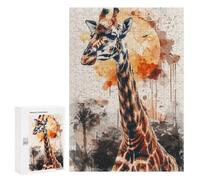 Rompecabezas 300 PCS Giraffe Sun Watercolor Rompecabezas para Adolescentes Juegos Relajantes Desafío Difícil Cumpleaños Y Navidad 300 PCS