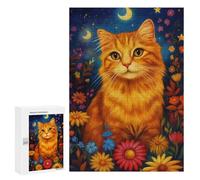 Rompecabezas 300 PCS Glowing Garden Cat-2 Rompecabezas para Adultos Mejora La Memoria Interacción Entre Padres E Hijos Juegos De Ingenio para La Familia 300 PCS