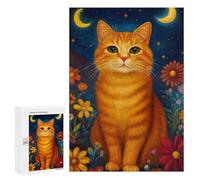 Rompecabezas 300 PCS Glowing Night Garden Cat Rompecabezas para Adultos Mejora La Memoria Interacción Entre Padres E Hijos Juegos De Ingenio para La Familia 300 PCS