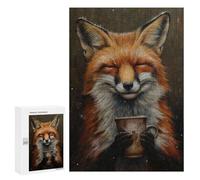 Rompecabezas 300 PCS Happy Fox Drinking Tea Rompecabezas Juguetes Antiestrés Pero Divertidos Y Humorísticos Oferta como Regalos para Toda La Familia 300 PCS