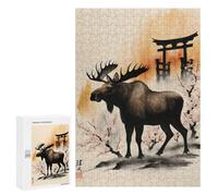 Rompecabezas 300 PCS Japan Painting Moose Rompecabezas Juguetes Antiestrés Pero Divertidos Y Humorísticos Oferta como Regalos para Toda La Familia 300 PCS
