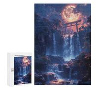 Rompecabezas 300 PCS Moonlit Torii Waterfall Rompecabezas Juguetes Antiestrés Pero Divertidos Y Humorísticos Oferta como Regalos para Toda La Familia 300 PCS