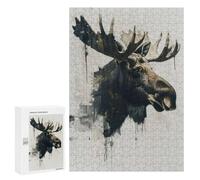 Rompecabezas 300 PCS Moose Watercolor Painting Rompecabezas para Adultos Juguete Decoración De Pared Regalo De Cumpleaños Oferta como Regalos para Toda La Familia 300 PCS