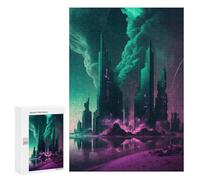 Rompecabezas 300 PCS Neon Cityscape Future Metropolis -2 Rompecabezas para Adultos Juguete Decoración De Pared Patrón De Ensamblaje Oferta como Regalos para Toda La Familia 300 PCS