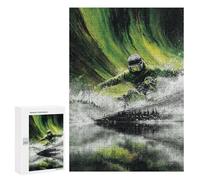 Rompecabezas 300 PCS Northern Lights Snowboarder Rompecabezas para Adultos Mejora La Memoria Interacción Entre Padres E Hijos Juegos De Ingenio para La Familia 300 PCS