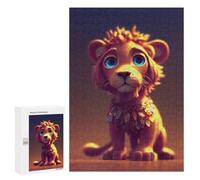 Rompecabezas 300 PCS para Adolescentes Adorable Lion Cub Artwork Rompecabezas Juegos Familiares Ensamblaje De Patrones Cumpleaños Y Navidad 300 PCS
