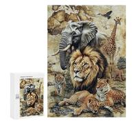 Rompecabezas 300 PCS para Adolescentes African Safari Animals Map Rompecabezas para Adultos Mejora La Memoria Interacción Entre Padres E Hijos Juguete Juego Intelectual 300 PCS