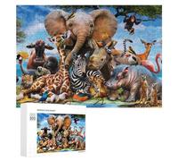 Rompecabezas 300 PCS para Adolescentes African Safari Wildlife Gathering Rompecabezas para Adolescentes Juegos Divertidos Ensamblaje De Patrones Ayuda Al Cerebro A Ejercitarse 300 PCS