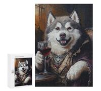 Rompecabezas 300 PCS para Adolescentes Alaskan Malamute Wine Master Rompecabezas para Adultos Mejora La Memoria Interacción Entre Padres E Hijos Juguete Juego Intelectual 300 PCS