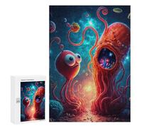 Rompecabezas 300 PCS para Adolescentes Alien Jellyfish Encounter Rompecabezas para Adultos Juguete Decoración De Pared Mejora La Memoria Ayuda A Ejercitar El Cerebro 300 PCS
