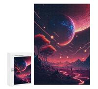 Rompecabezas 300 PCS para Adolescentes Alien Landscape with Celestial Bodies Rompecabezas para Adultos Juguete Decoración De Pared Mejora La Memoria Ayuda A Ejercitar El Cerebro 300 PCS