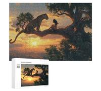 Rompecabezas 300 PCS para Adolescentes Amazon Jungle Adventure Leopard & Child Sunset Rompecabezas para Adultos Juguete Decoración De Pared Mejora La Memoria Ayuda A Ejercitar El Cerebro 300 PCS